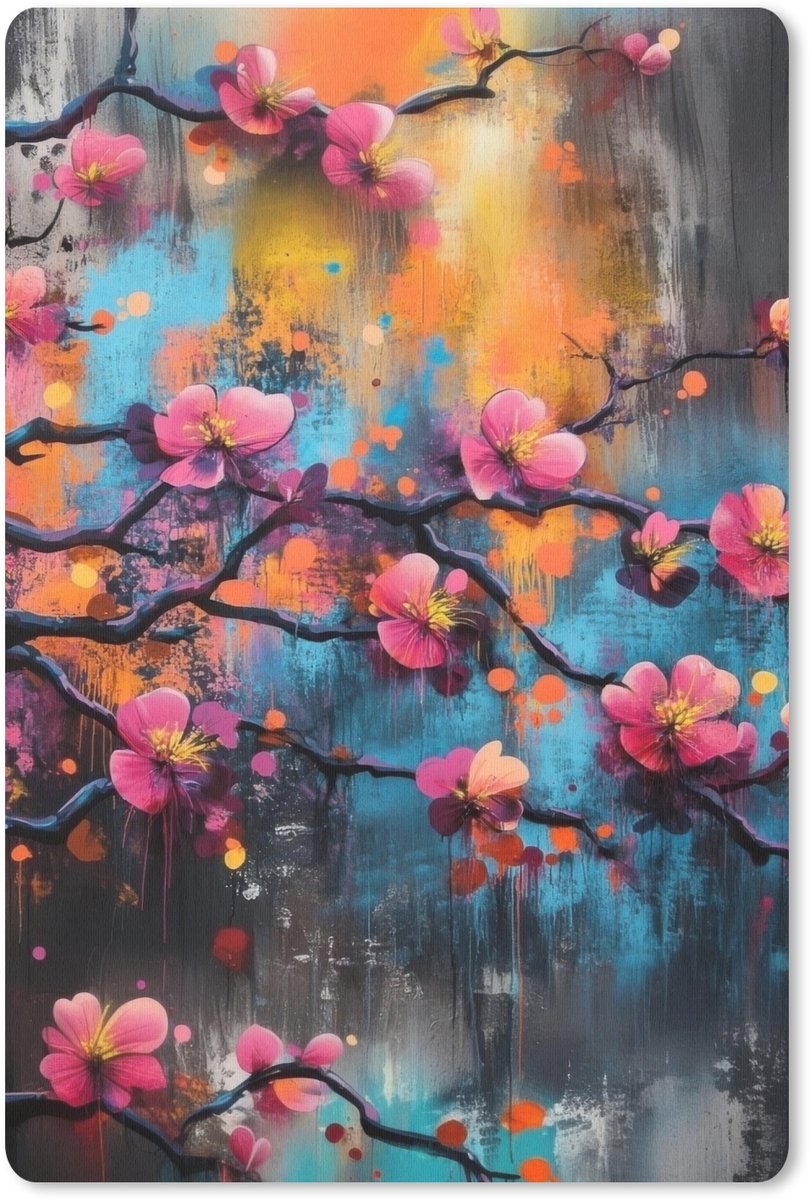 Muismat 18x27 cm - Mousepad Bloemen - Tak - Abstract - Roze - Muismatten
