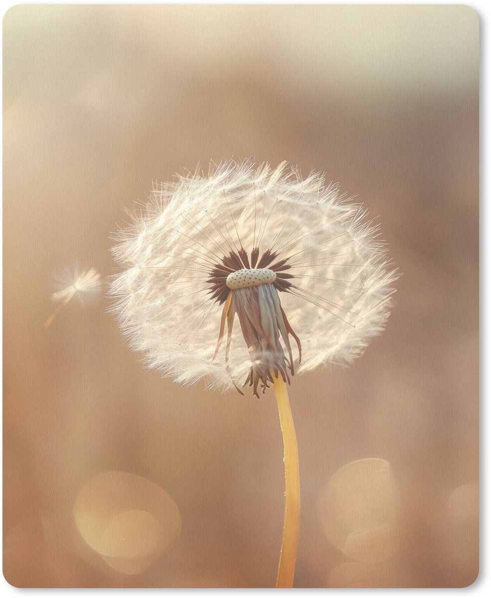 Muismat 19x23 cm - Mousepad Paardenbloem - Beige - Natuur - Bloem - Muismatten