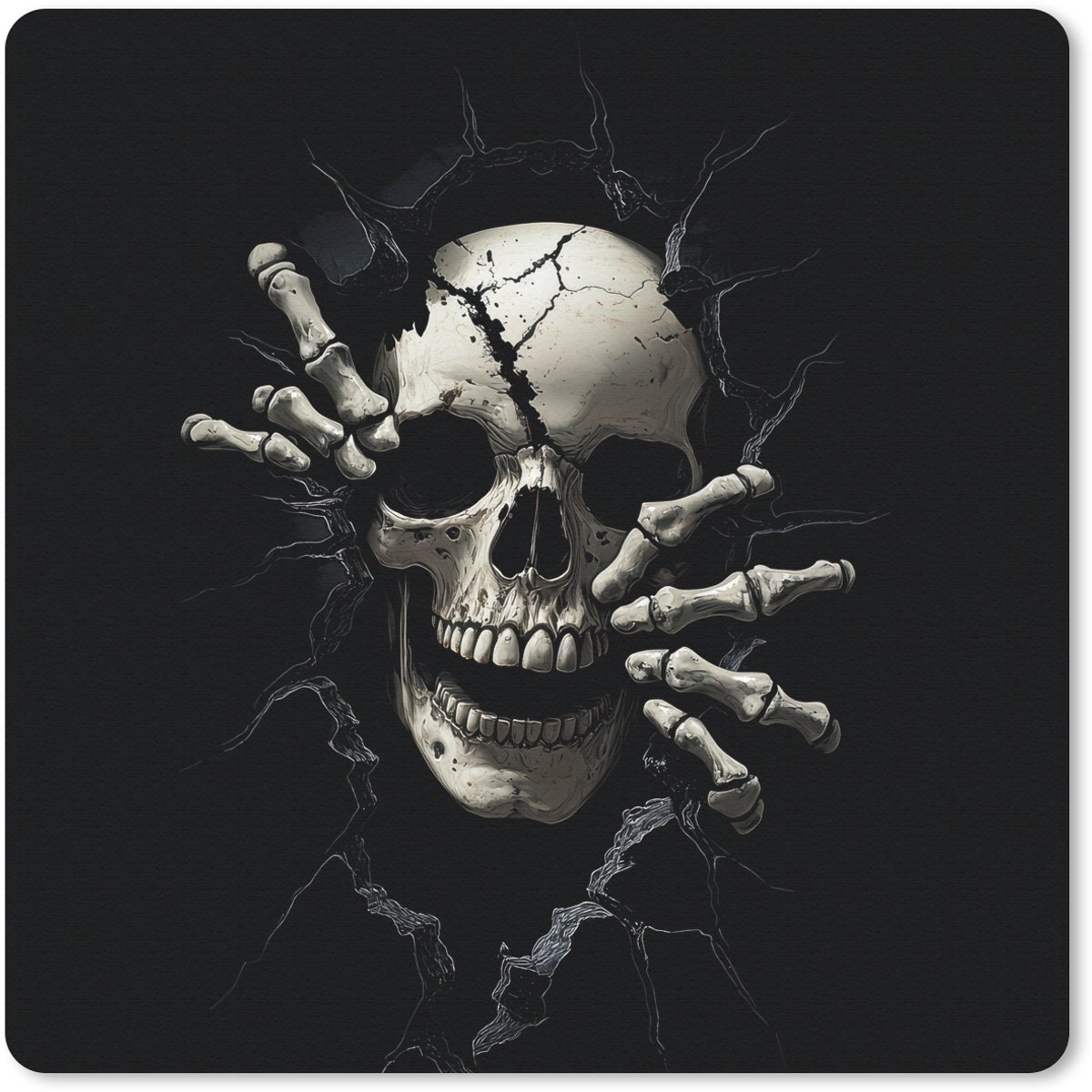 Muismat 20x20 cm - Mousepad Schedel - Zwart - Doodshoofd - Eng - Muismatten