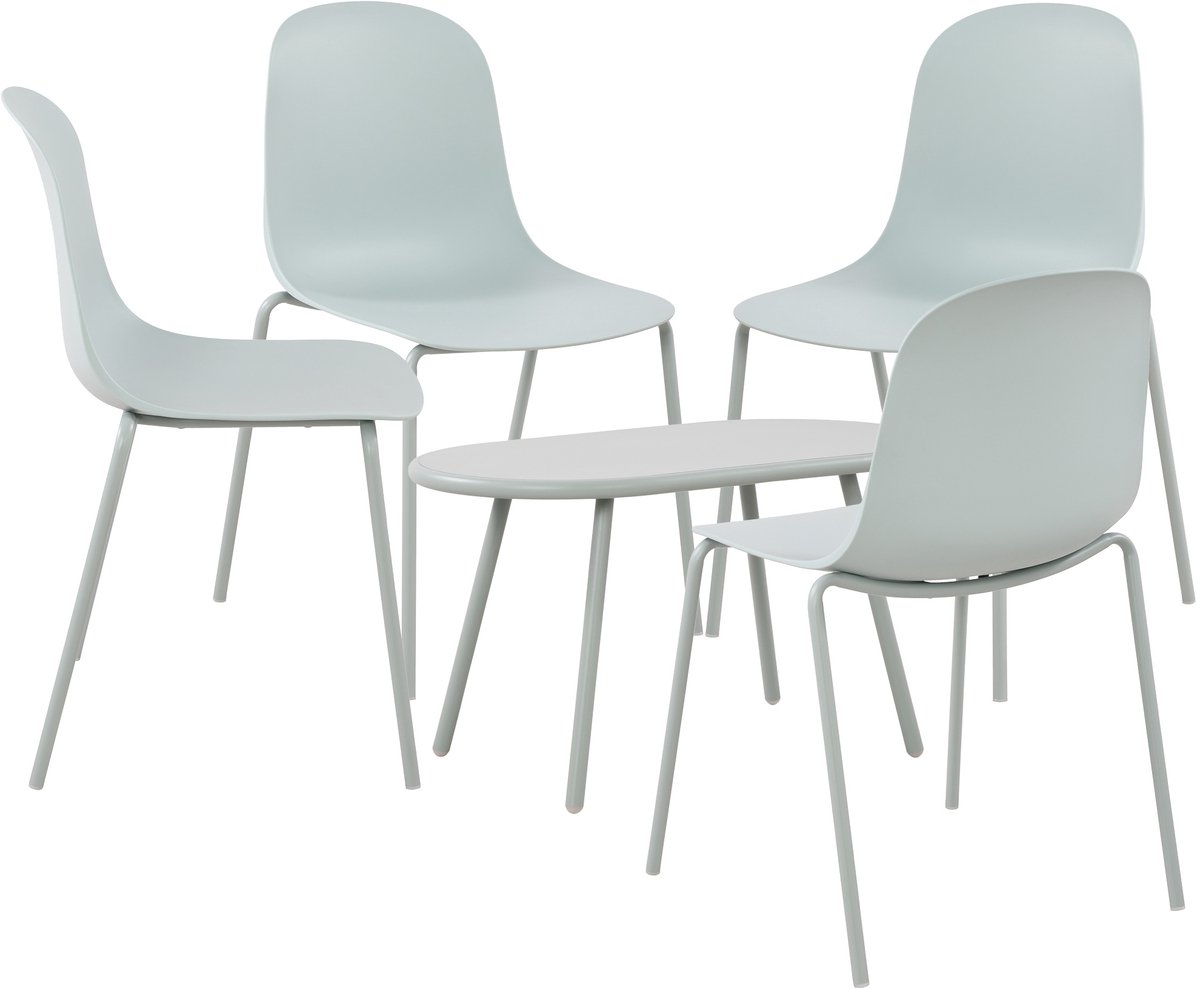 CLP Veldin tuinset - voor de tuin - loungeset - Set van tafel Berea en 4 x stoel Hardin -