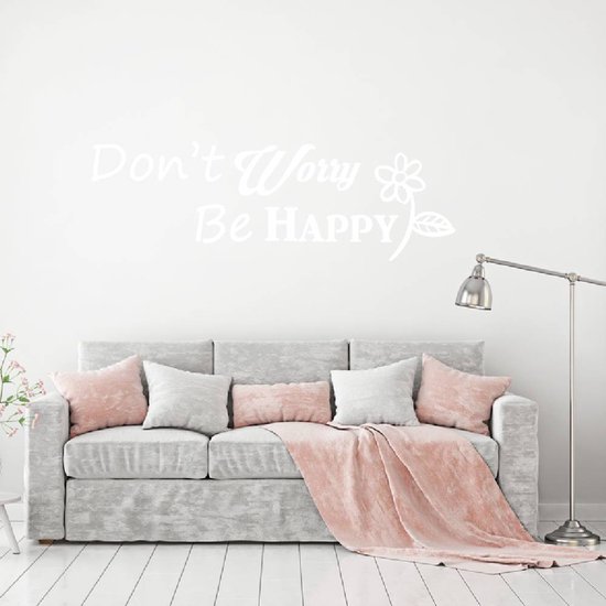 Muursticker Don't Worry Be Happy - Or - 80 x 26 cm - Muursticker4Sale