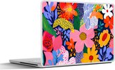 Laptop sticker - 15.6 inch - Kleurrijk - Bloemen - Abstract - Stippen - 36x27,5cm - Laptopstickers - Laptop skin - Cover