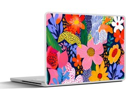 Laptop sticker - 15.6 inch - Kleurrijk - Bloemen - Abstract - Stippen - 36x27,5cm - Laptopstickers - Laptop skin - Cover