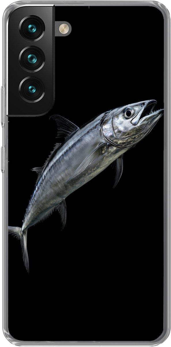 Telefoonhoesje Geschikt voor Samsung Galaxy S22 hoesje - Makreel - Vis - Zwart - Siliconen Telefoonhoesje Telefoonhoesje