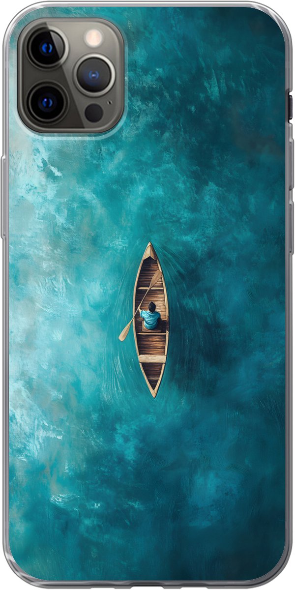 Telefoonhoesje Geschikt voor iPhone 12 Pro Max hoesje - Bootje - Water - Blauw - Siliconen Telefoonhoesje Telefoonhoesje