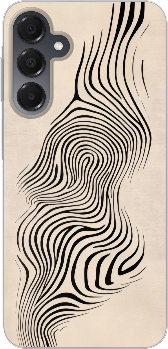 Telefoonhoesje Geschikt voor Samsung Galaxy A16 hoesje - Lijnen - Abstract - Golvend - Zwart - Siliconen Telefoonhoesje Telefoonhoesje