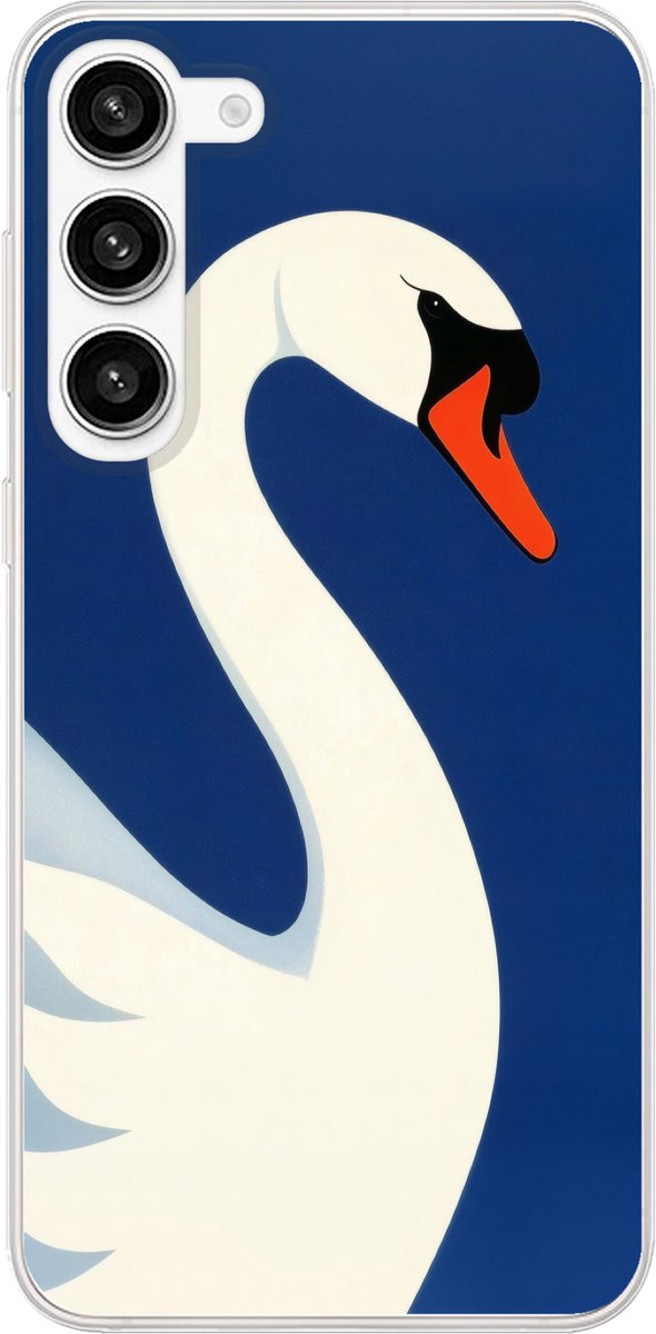 Telefoonhoesje Geschikt voor Samsung Galaxy S23 Plus hoesje - Zwaan - Wit - Snavel - Illustratie - Siliconen Telefoonhoesje Telefoonhoesje