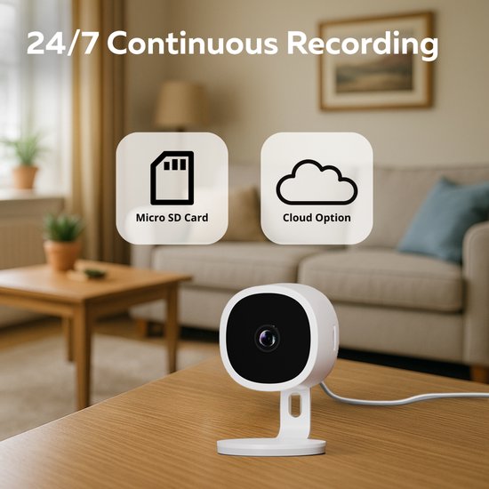 Calex Slimme Bewakingscamera voor Binnen - Wifi IP Camera, Beveiligingscamera met Nachtzicht en 2-Weg Audio - Indoor - 2K (Full HD) - Wit van Calex — afbeelding 3