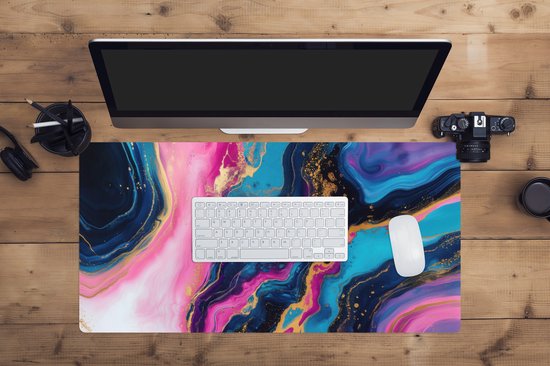 Muismat XXL 80x40 cm - Bureau onderlegger - Bureau mat Marmer - Modern - Goud - Bureaumat - Gaming mousepad xl - Bureaulegger groot - Computer deskmat