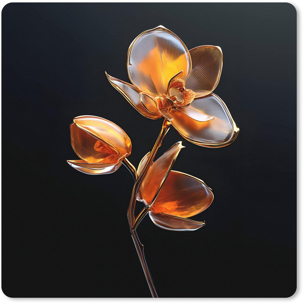 Muismat XXL 60x60 cm - Bureau onderlegger - Bureau mat Bloem - Orchidee - Oranje - Bureaumat - Gaming mousepad xl - Bureaulegger groot - Computer deskmat