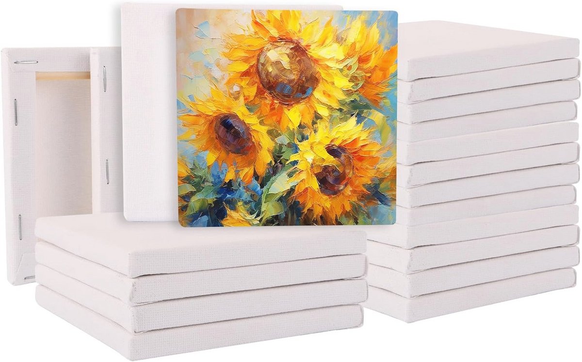 Mini canvas 10x10 cm - 20 stuks, ideaal om te beschilderen voor kunst en handwerk
