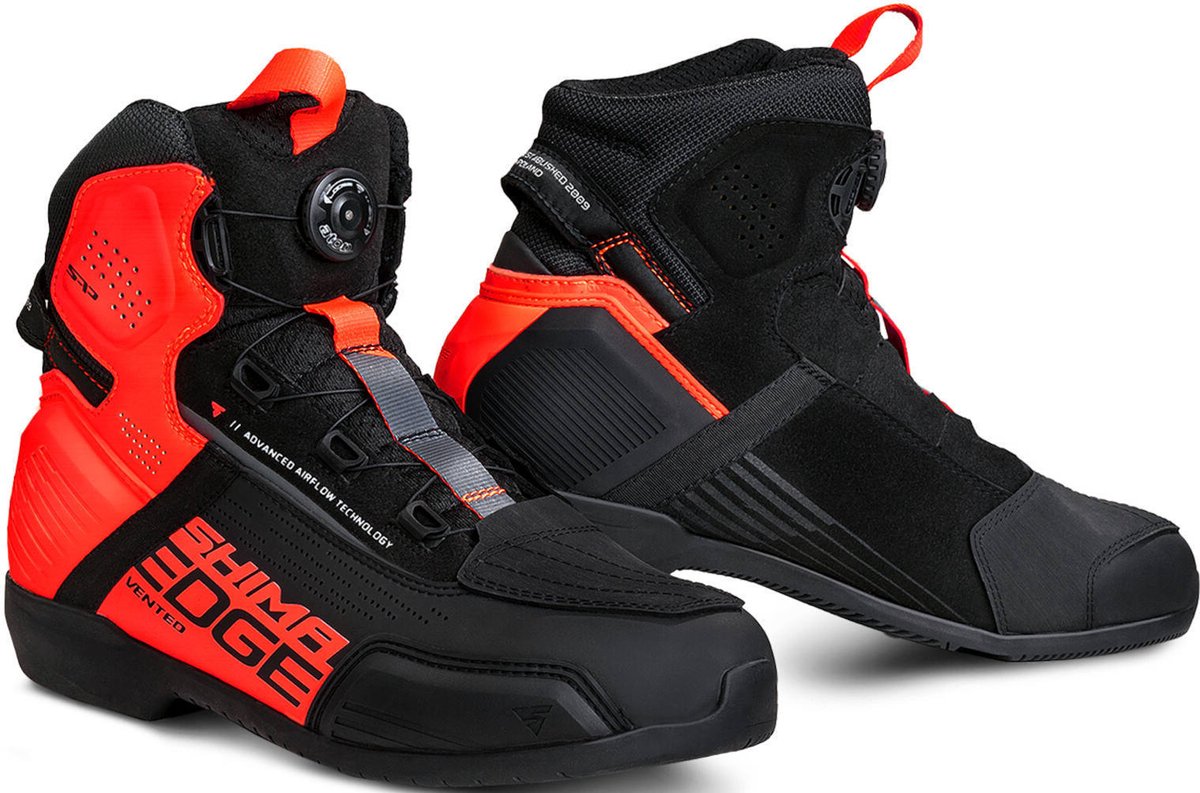 SHIMA Edge Vented Zwart Rood Motorschoenen - Laars