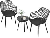 COSTWAY Balkonmeubelset, 3-delige tuinmeubelset met 2 stoelen en tafel, weerbestendige balkonset, terrasmeubels, tuingarnituur, zitgroep voor tuin, balkon, terras