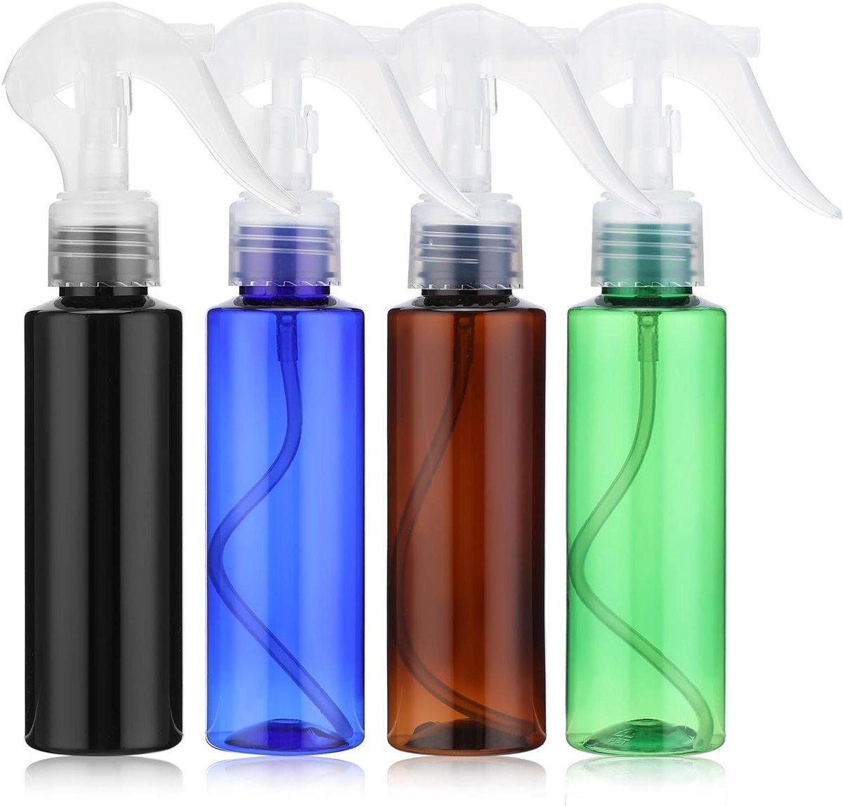 Image of 4 stuks kleurrijke plastic spuitflessen - 100 ml - verstelbaar - voor reinigingsoplossingen, planten, huisdieren, etherische oliën, haar, koken