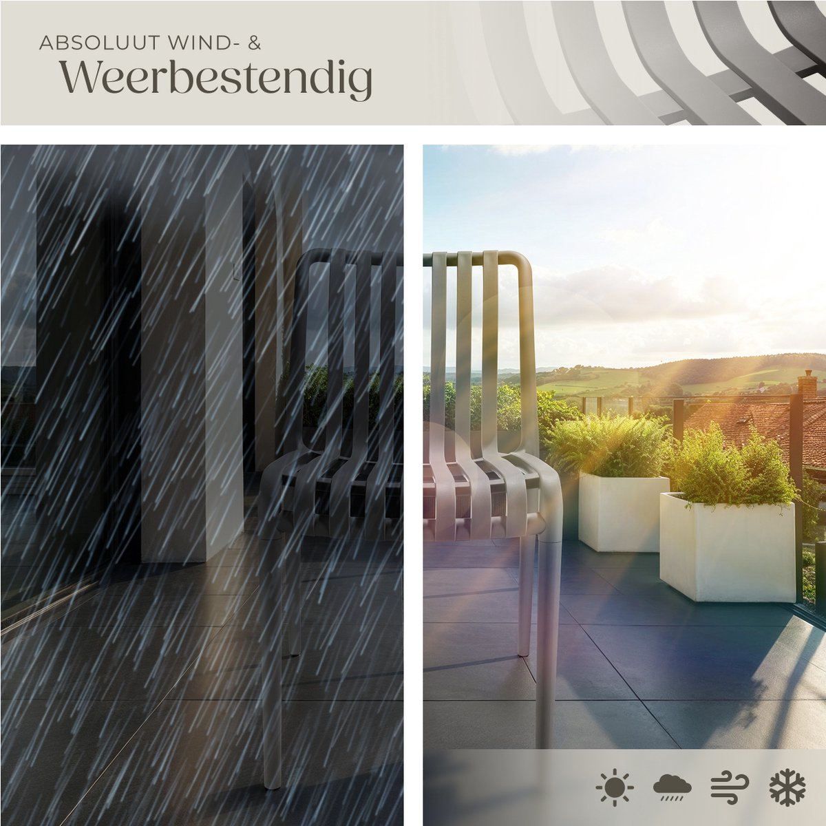 tectake® Set van 2 Tuinstoelen Alcudia - Antraciet - Kunststof Stoelen - Stapelbaar - Stoelen voor Tuin, Terras of Balkon - Weerbestendig en UV-bestendig - Draagkracht 120kg per Tuinstoel – foto 7