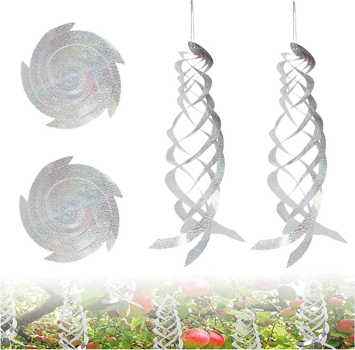 Reflecterende Rotator Vogelafweer Spiraal - 4 Stuks - Hangend Reflecterend Vogelafweerapparaat voor Huis en Tuin