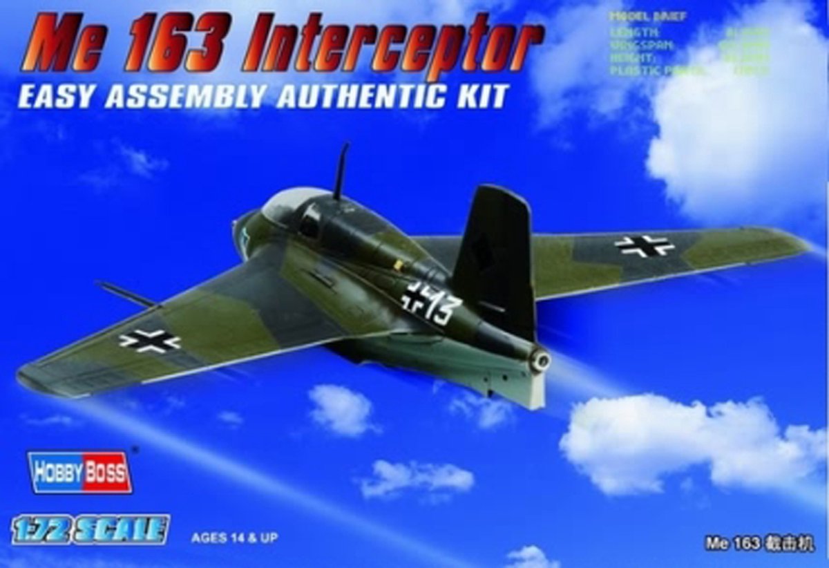 HobbyBoss Modelbouwpakket Militaire voertuigen - 80238 German ME163B-1A -Komet- Fighter Interceptor Plastic - 1:72 - Modelbouw