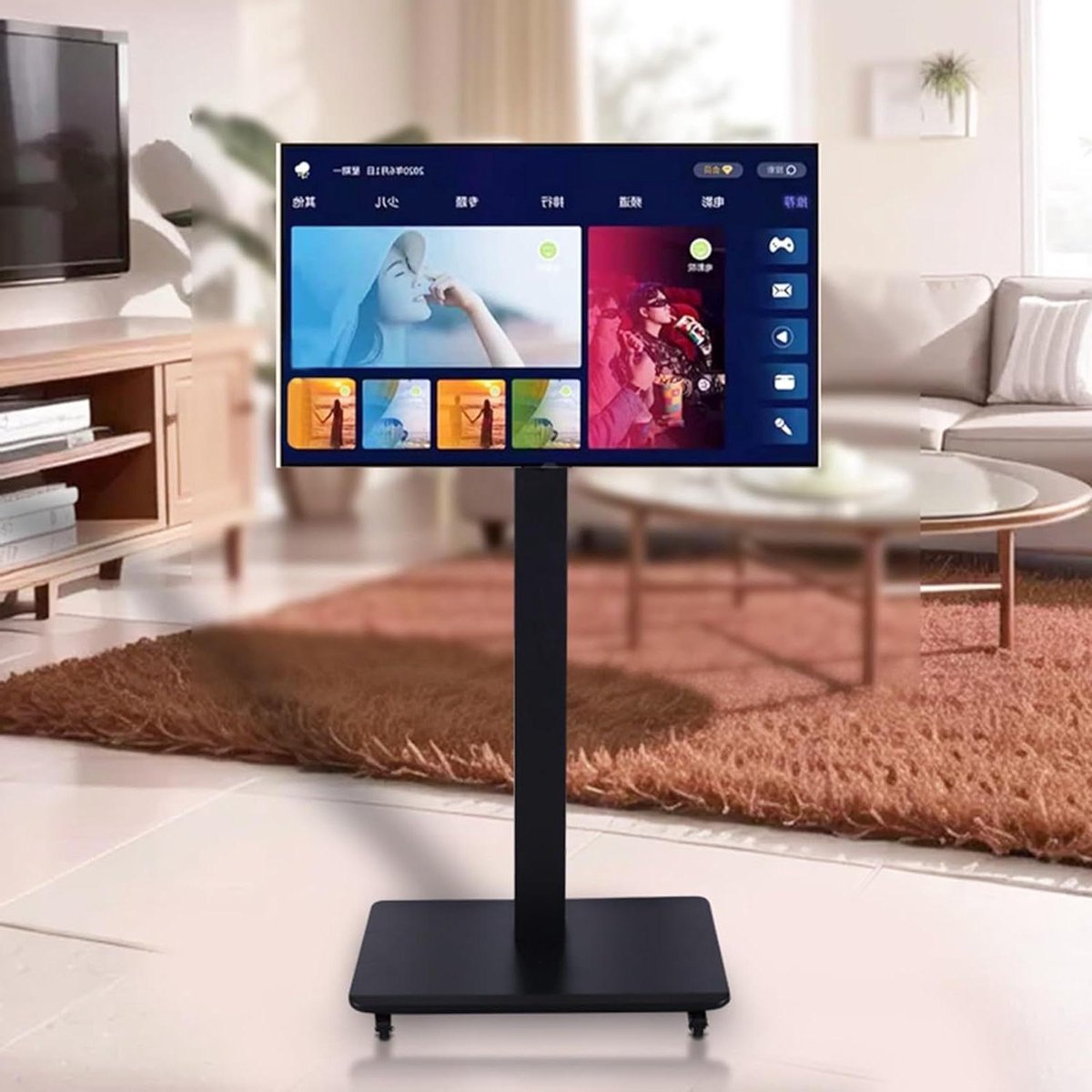 Mobiele TV-standaard met wielen voor 32-65 inch LED-flatscreen met 360° horizontale en verticale schermwisseling