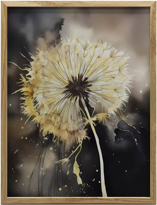 Cadre mural Fleurs de pissenlit dorées, pour salon, chambre à coucher, 40 x 50 cm