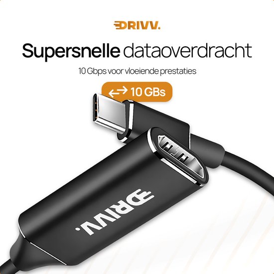 DRIVV. USB-C naar HDMI adapter voor supersnelle dataoverdracht, 10 Gbps voor vloeiende prestaties.