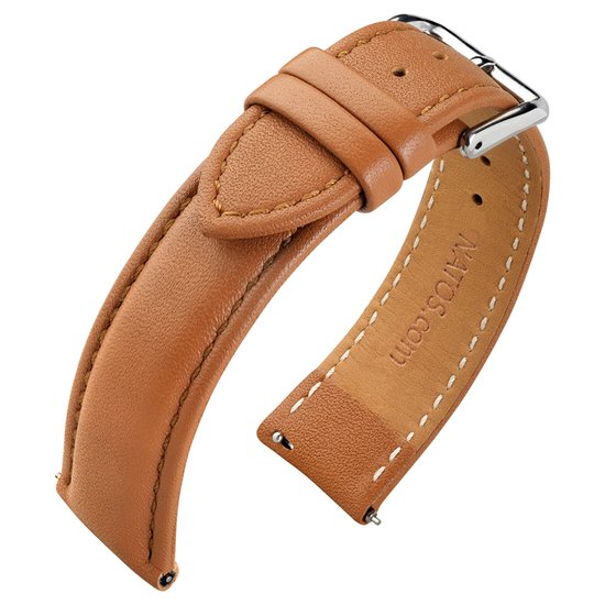 Bracelet de montre en cuir de veau nappa - Facile à changer soi-même - Marron clair 14 mm