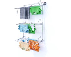 Foxydry Tower 108 cm - 3 droogrekken boven elkaar, inklapbaar en hoogte verstelbaar -bediening rechts- 108 x 52 x 137 cm