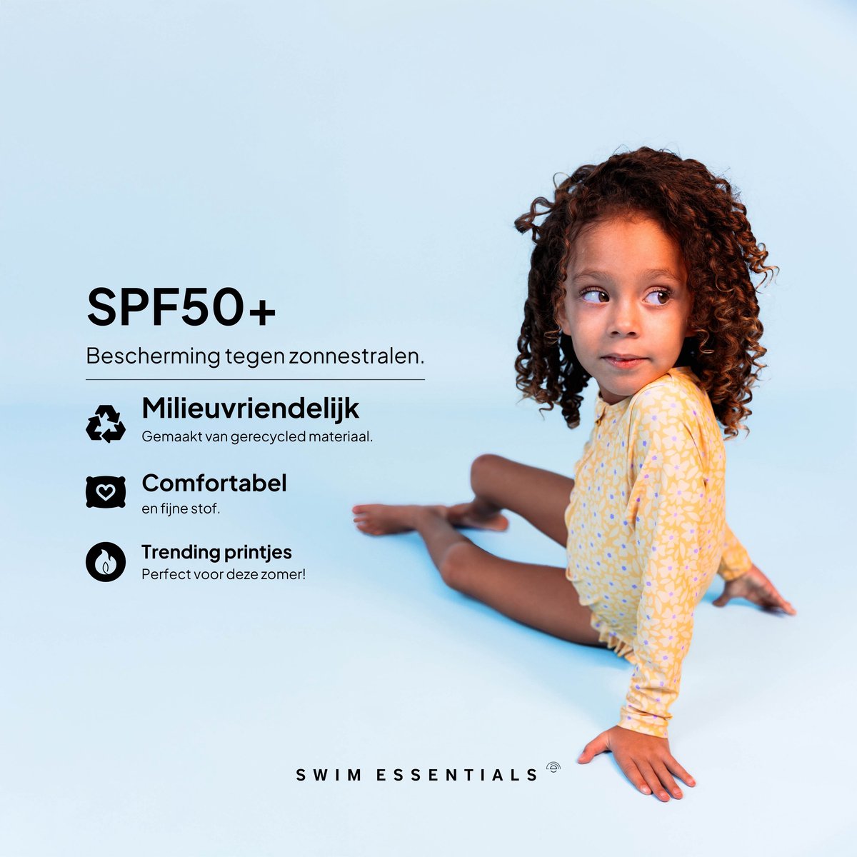 Swim Essentials UV Badpak Meisjes Met Lange Mouwen - Geel - Florish — afbeelding 8