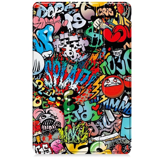 Coverup Tablethoes geschikt voor Lenovo Idea Tab Pro Hoesje - Tri-Fold Book Case met Wake/Sleep - Graffiti
