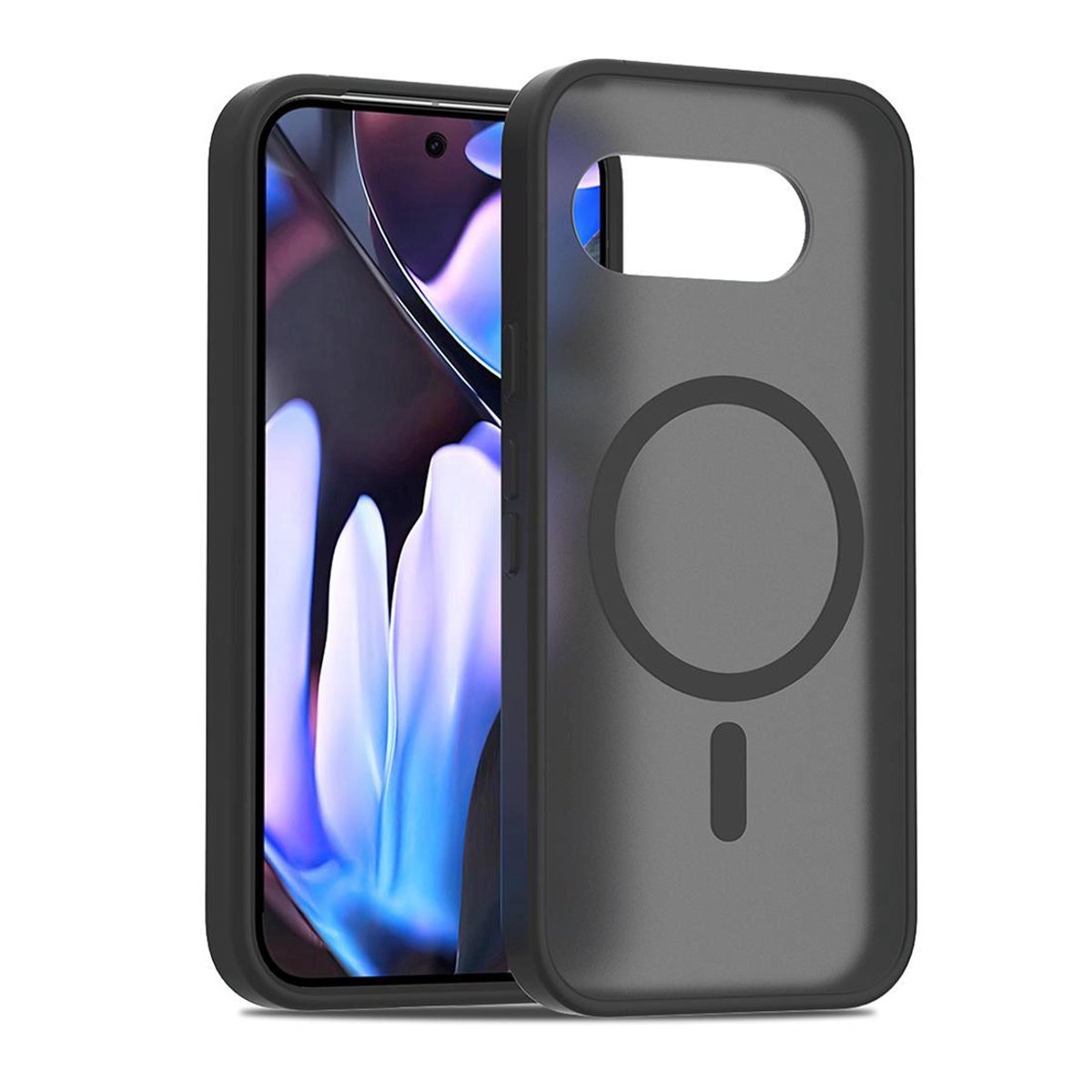 Mobigear Hoesje geschikt voor Google Pixel 9a MagSafe Telefoonhoesje Hardcase | Mobigear Shockproof Backcover | Geschikt voor MagSafe | Geschikt voor Draadloos Opladen met Magnetische Ring | Geschikt voor MagSafe Case - Zwart