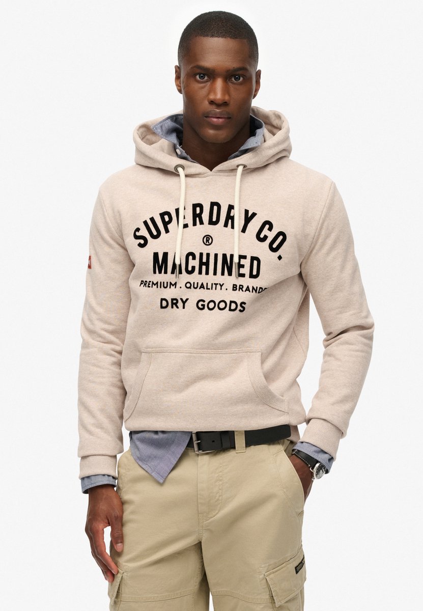 Superdry Workwear hoodie met flockprint Heren Hoodies Beige