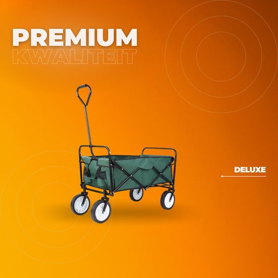Bolderkar - Groen - Strandwagen - Opvouwbaar tuinwagen - Met duwstang - Voor buitengebruik - 115 kg capaciteit - All terrain van Merkloos — afbeelding 2