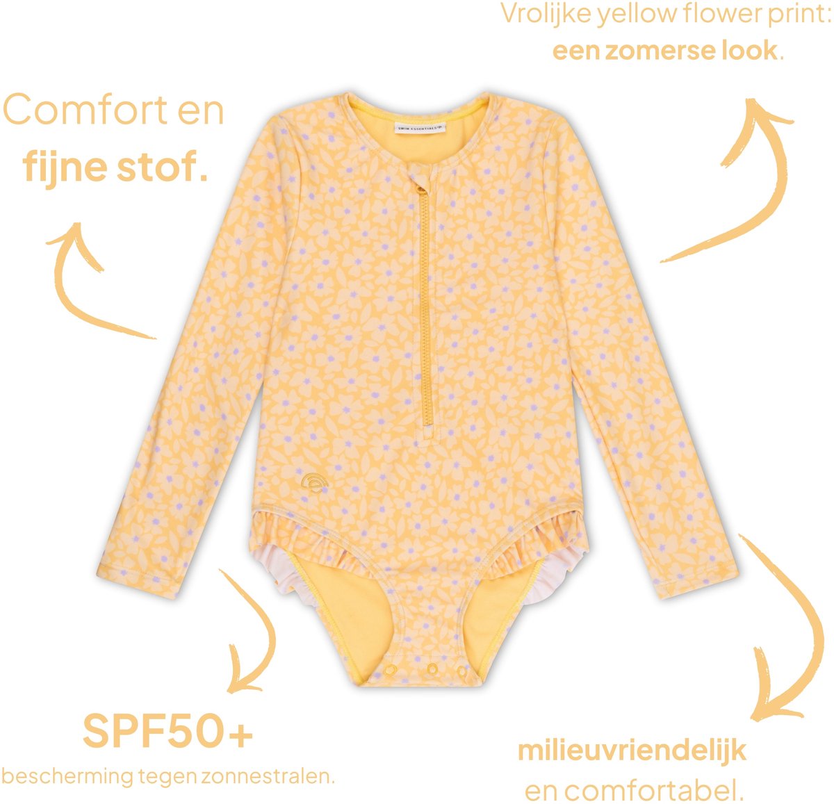 Swim Essentials UV Badpak Meisjes Met Lange Mouwen - Geel - Florish — afbeelding 9