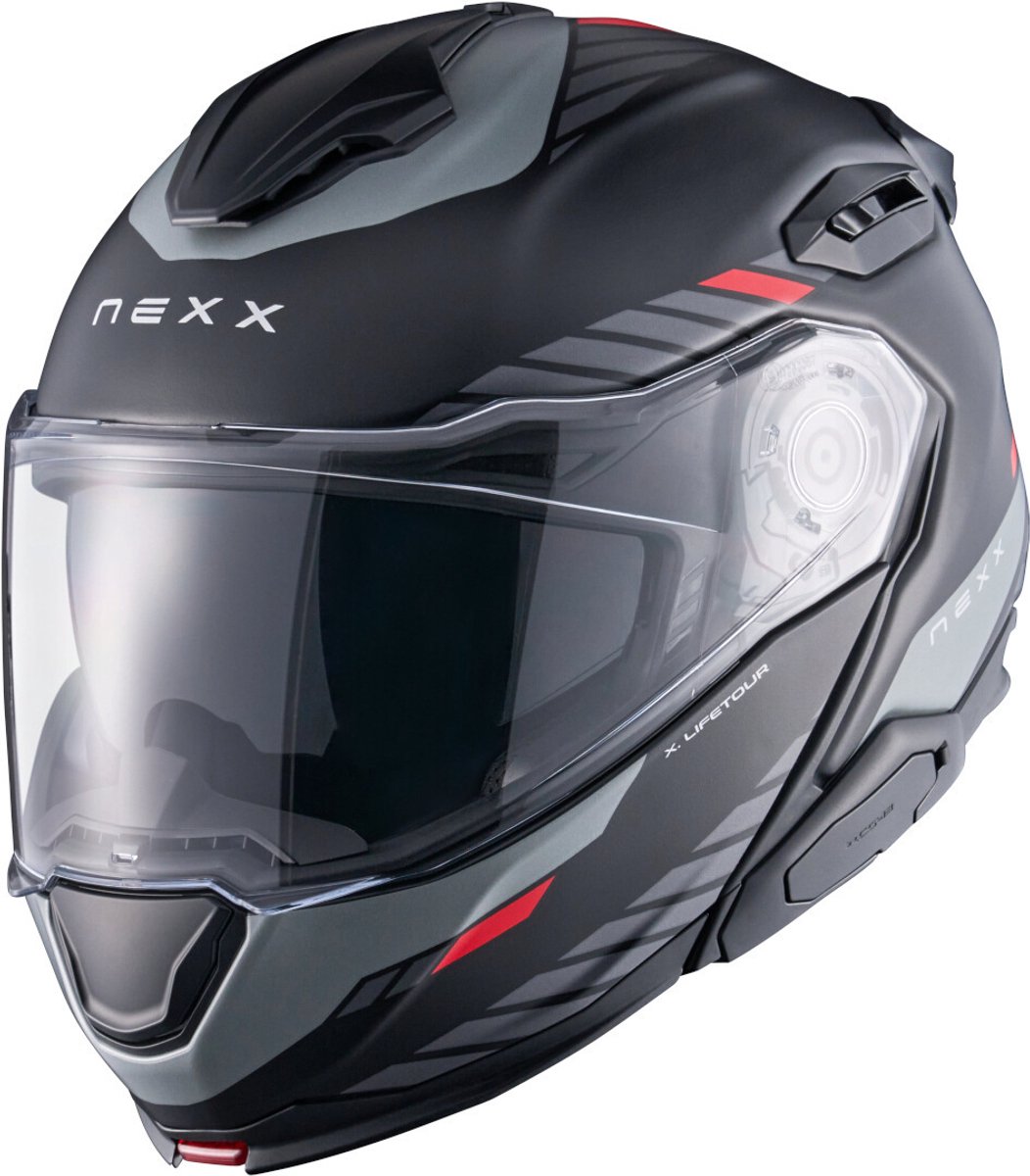 Nexx X.Lifetour Globe Zwart Mat Rood Systeemhelm - Maat M - Helm