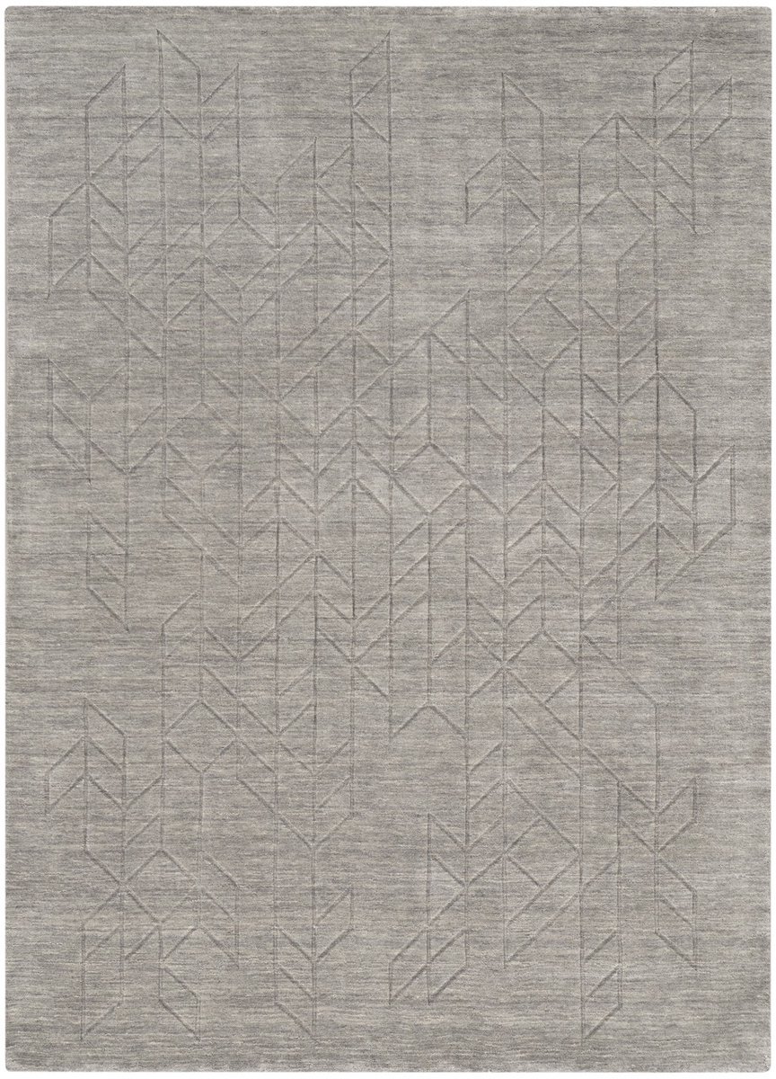 Nourison Alessia Grey ALE01 Vloerkleed - 160 x 226 cm - Grijs,Taupe - Rechthoekig - Wol - Eetkamer, Woonkamer, Slaapkamer - Geometrisch, Effen - Landelijk, Modern