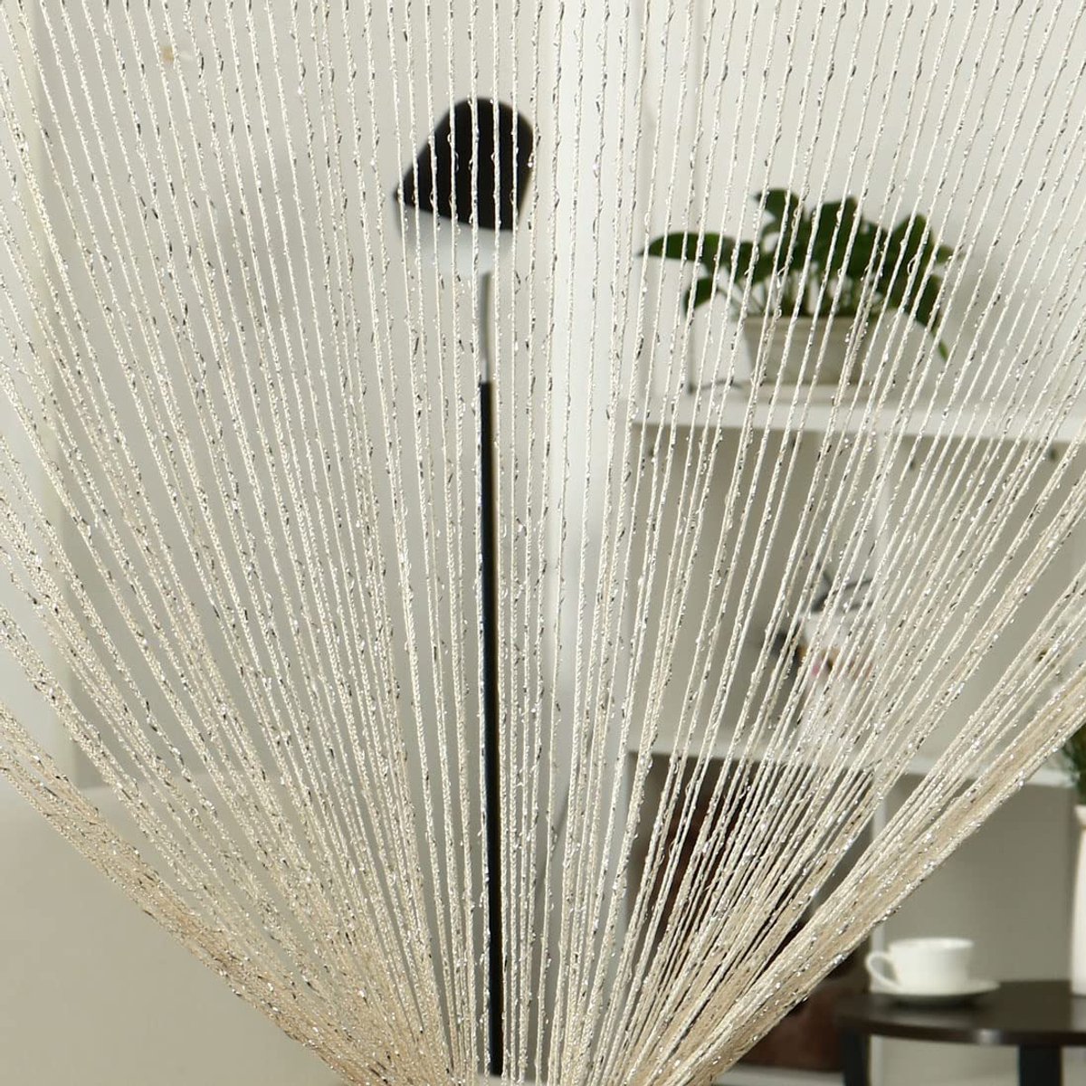 Ibenzoa Stijlvolle Decoratieve Glitter Draadgordijn voor Deuren en Ramen, Ideaal voor Feesten en Bruiloften beige