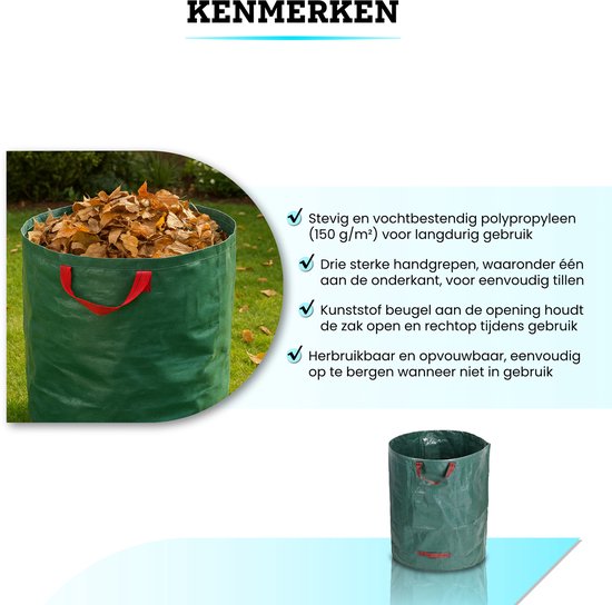 Somstyle Tuinafvalzakken XXL Set - 6 Stuks - Tuinzak 272 Liter - Big Bag voor Groenafval - Tuintas Vochtbestendig - Groen van Somstyle — afbeelding 2