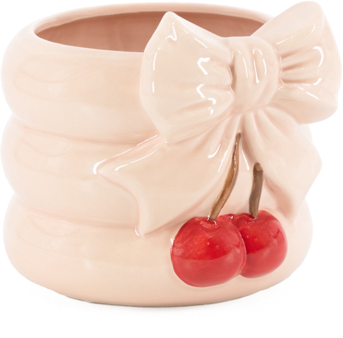homebound by ky Aardewerk vaas bow cherry | bloemenvaas Roze