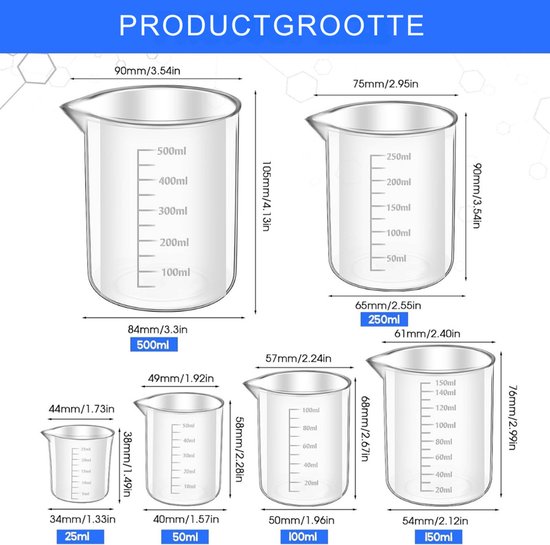 F Fityle maatbeker gereedschap, glas laboratorium maatbeker - 5 ml / 10 ml / 20 ml / 25 ml / 50 ml, helder, 5 ml 10 ml