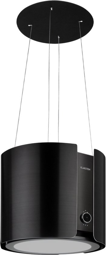 Klarstein Skyfall Smart Eilandafzuigkap - Ø45cm - Luchtcirculatie - 402m³/h - LED-Verlichting - RVS - Zwart
