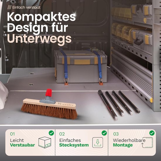 Novaliv kokosbezem 40 cm met steel kokosharen bezem natuurhaar met steel ideaal als werkplaatsbezem halbezem industriële bezem huisbezem veegbezem schildersbezem haarbezem terrasbezem zacht van Novaliv — afbeelding 5