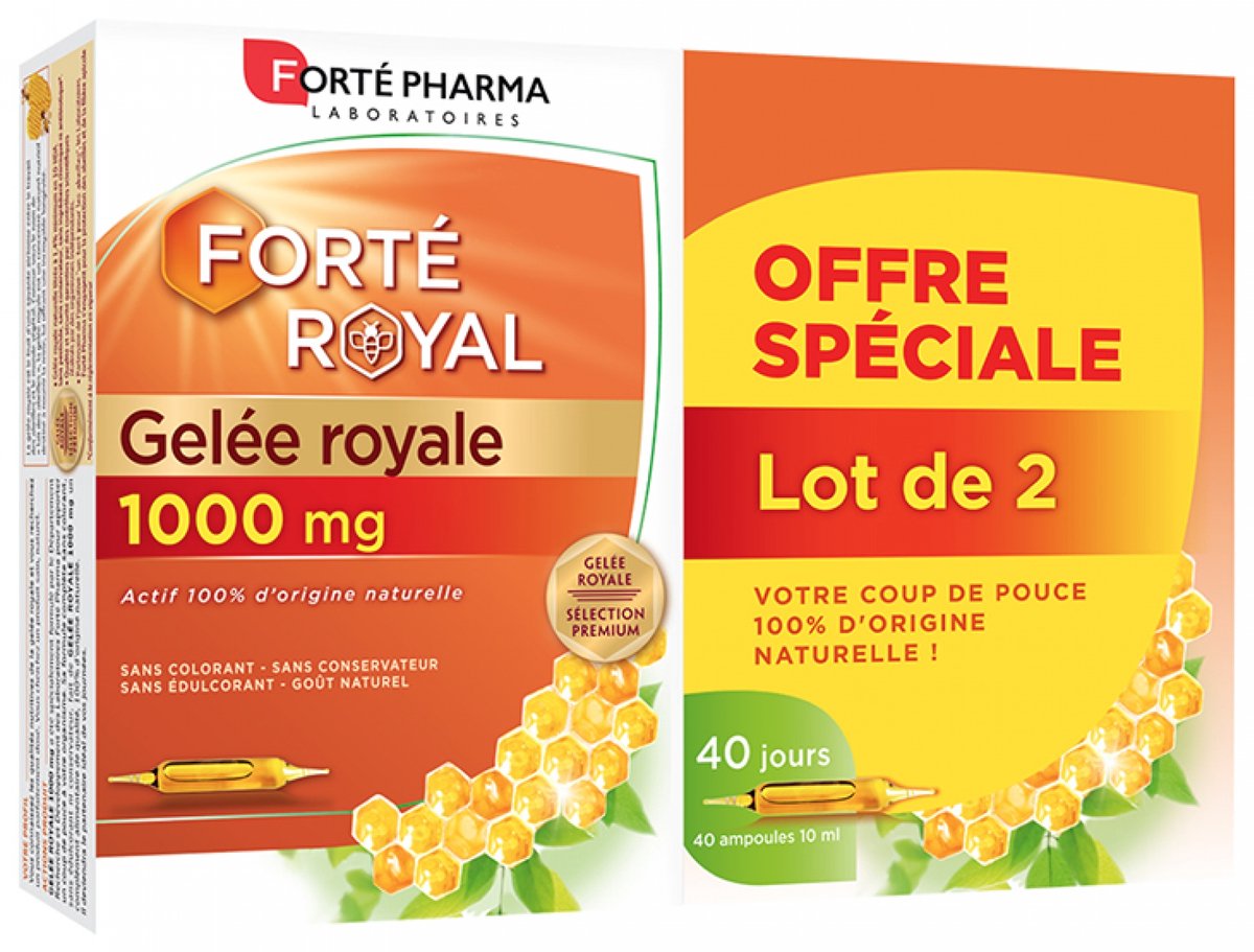 Goedkoopste Forté Pharma Forté Royal Royal Jelly 1000 mg Verpakking van 2 x 20 Flacons