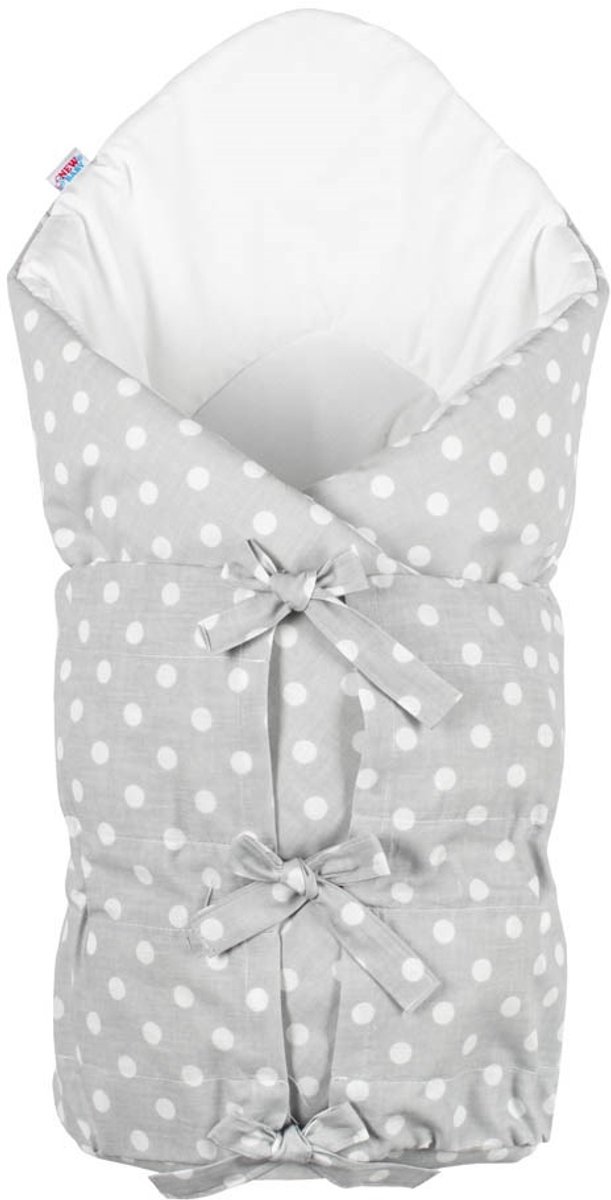 New Baby - Wikkeldeken - Grijze wikkeldoek met vetersluiting 70x70 cm van katoen - wikkeldoekje - anti-allergisch - newborndeken - wiegdeken - babydeken