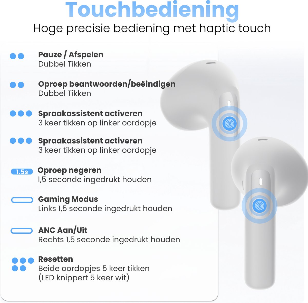 Xssive TWS15 Draadloze Oordopjes - Drievoudige Noise Cancelling & Hi-Res Audio - Bluetooth Oordopjes Geschikt voor iPhone, Samsung Oortjes Draadloos – foto 4