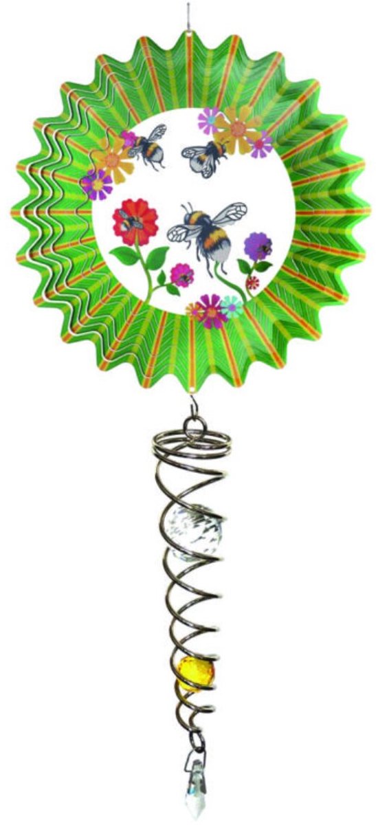 Windspinner, Spin Art, Crystal Bee Artist Crystal Tail, ACT3DBEE, totale lengte 60cm