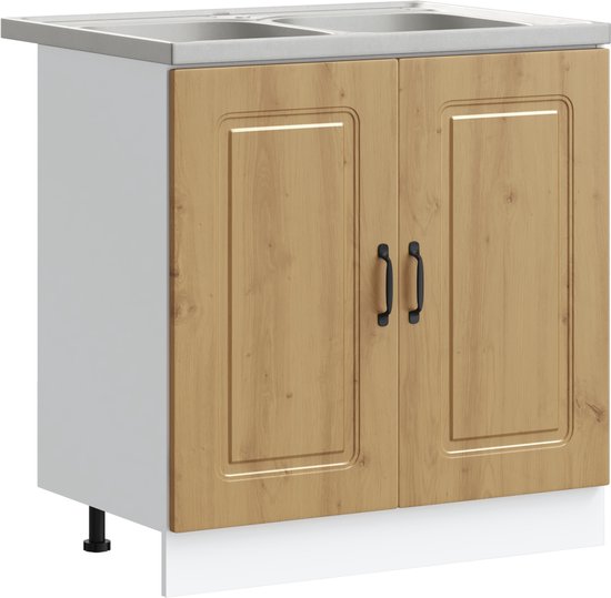 Armoire d'angle de cuisine Kalmar gris béton bois d'ingénierie