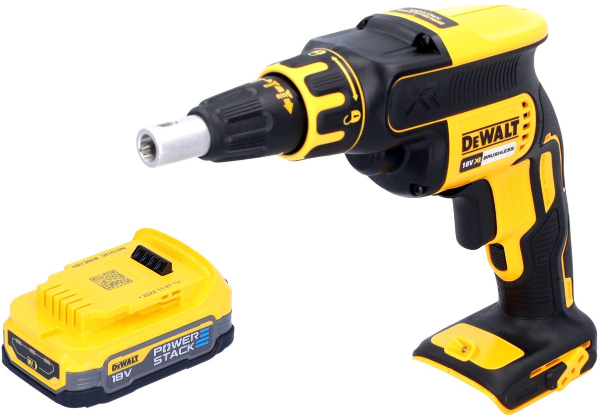 DeWalt DCF 620 N accu-schroevendraaier voor droogbouw 18 V 30 Nm borstelloos + 1x Powerstack-accu 1,7 Ah - zonder oplader