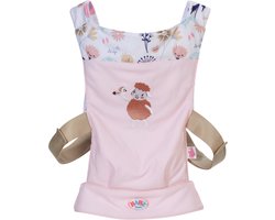 foto van BABY born Draagzak, poppendraagzak voor kinderen met twee kijkrichtingen en verstelbare band in het roze en grijs, geschikt voor poppen van 36 cm en 43 cm