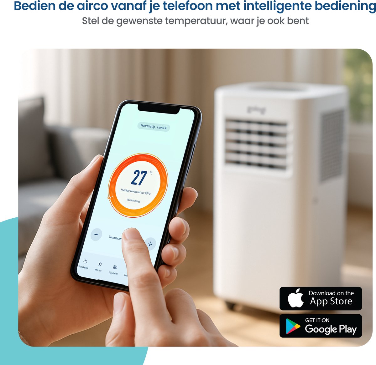 Afbeelding 2 van Gologi 3-in-1 Mobiele Airco - Aircooler met Wifi en App -