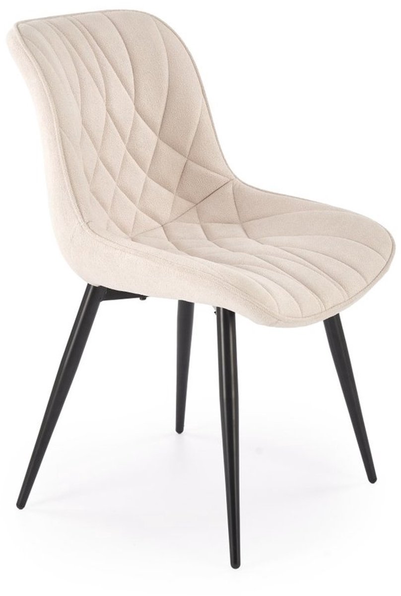 HALMAR - Eetkamerstoel - Beige - Zwart Metalen Poten - Comfortabel
