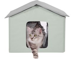 Verwarmd Kattenhuis – Opvouwbaar, Waterdicht Kattenhuis Van 600d Oxford met Verwarmingskussen, Instelbare Thermostaat En Isolatie voor De Winter, Groen (Midden)
